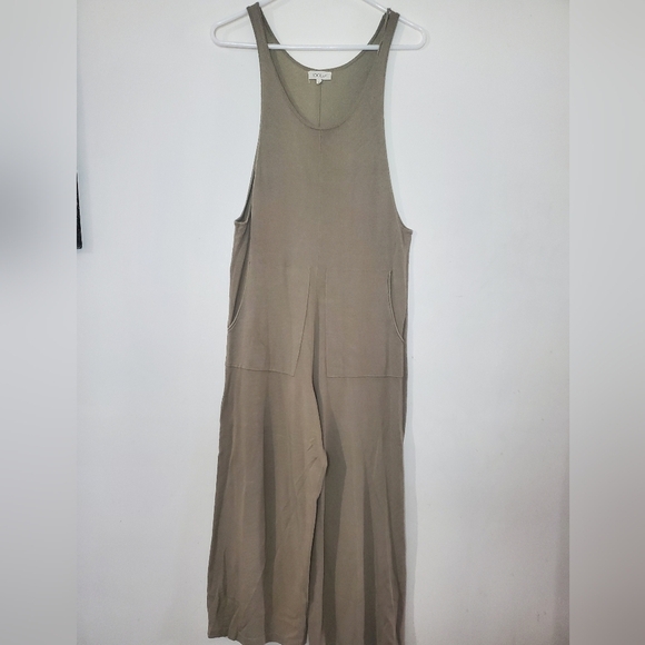 Roolee Knit Wideleg Jumpsuit Size Small Beige BoHo Nursing Friendly - Picture 1 of 10